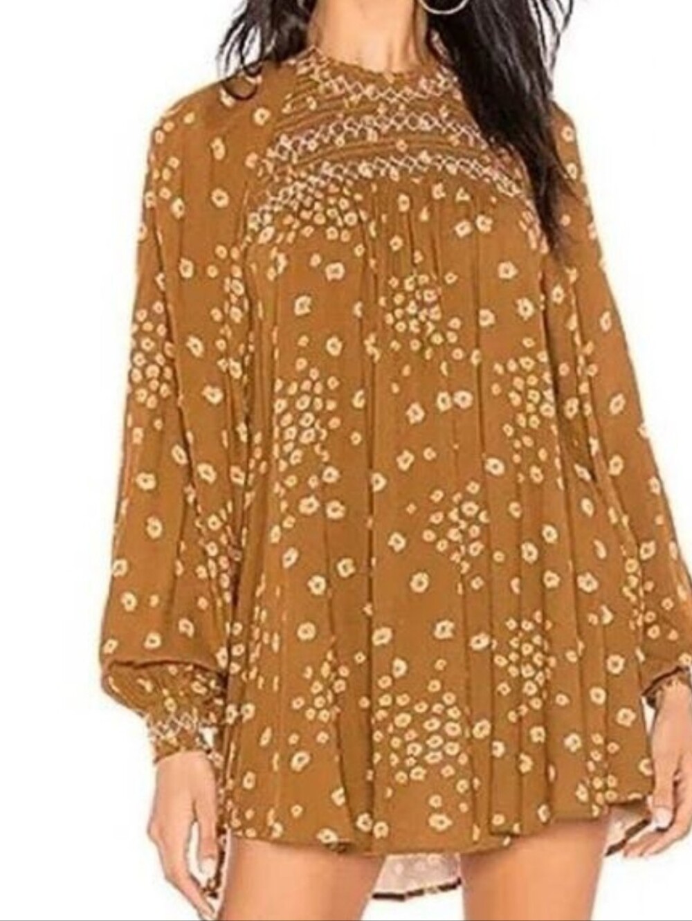 Free People "Flowers In Her Hair" smocked swing tunic